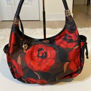Brighton Jillian Floral Red and Black Soft Hobo